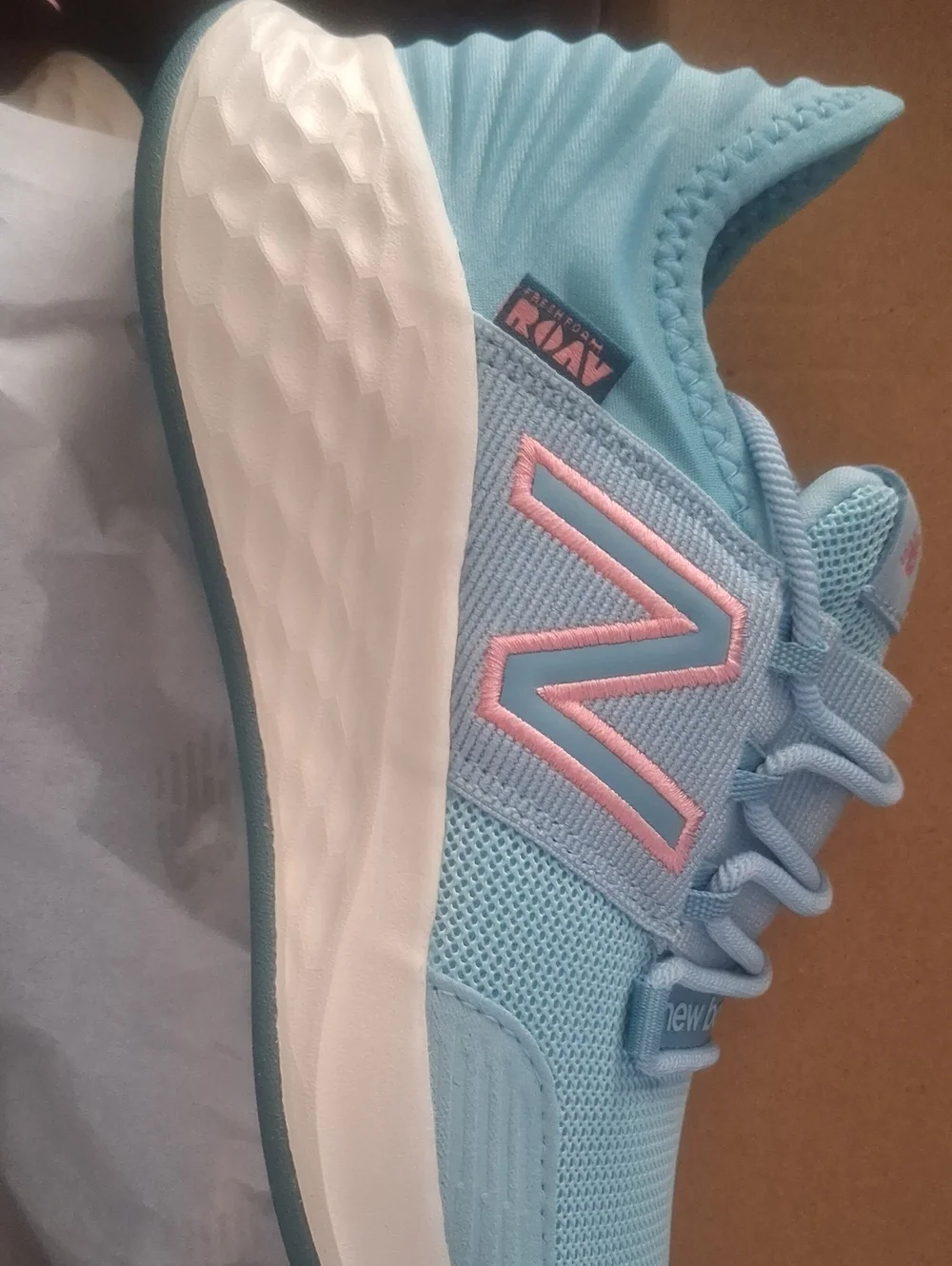 New Balance Light Blue Kids' Sneakers with Pink N Logo